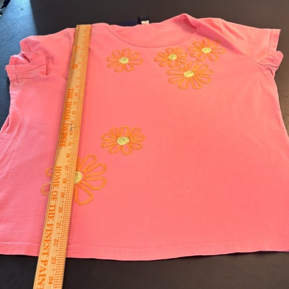 Crazy Horse Pink Floral Embroidered Stretch 100% Cotton Women's‎ Tee XL Colorful - Picture 9 of 10